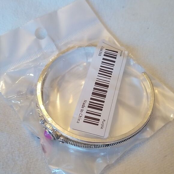 Bangle bracelet pink gemstone silver - Picture 9 of 9